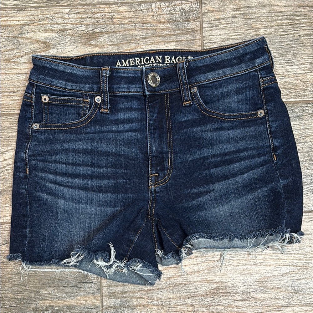 American Eagle Outfitters Blue Jean Shorts Distressed Hem